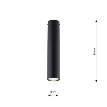 Stropné bodové svetlá Tecno 1M, oceľ, GU10, výška 30 cm, čierna