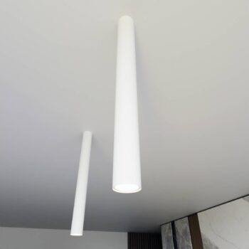 Stropné bodové svetlá Tecno 1XL, oceľ, GU10, výška 60 cm, biela