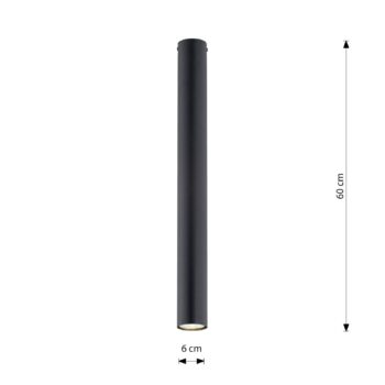 Stropné bodové svetlá Tecno 1XL, oceľ, GU10, výška 60 cm, čierna