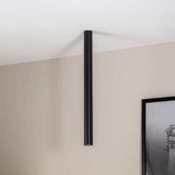 Stropné bodové svetlá Tecno 1XXL, oceľ, GU10, výška 80 cm, čierna