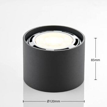 Stropné bodové svietidlo Arcchio Mabel, Ø 12 cm, sivé, kov, GU10