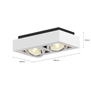 Stropné bodové svietidlo Arcchio Ronka, 34 cm, 2 svetlá, biele, GU10