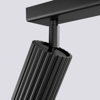 Stropné bodové svietidlo Carbon, čierne, dĺžka 45 cm, hliník, 3 svetlá.