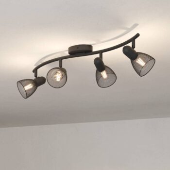 Stropné bodové svietidlo Corvigno, dĺžka 64 cm, čierne, 4 svetlá, oceľ