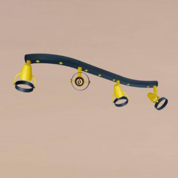 Stropné bodové svietidlo Joan, modro-žlté, 70 cm, plast, 4 x GU10