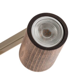 Stropné bodové svietidlo Legno, lineárne, 3-plameňové, hnedá / mosadz,