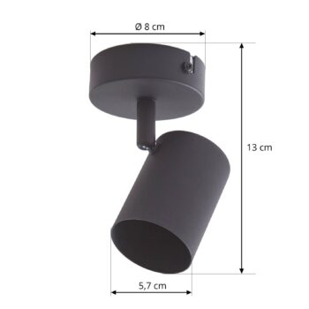 Stropné bodové svietidlo Lindby Jorell, čierne, 13 cm, 1 svetlo, GU10