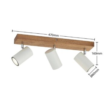 Stropné bodové svietidlo Lindby Maniva, 44 cm, 3 svetlá, biele, GU10