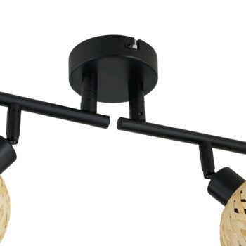 Stropné bodové svietidlo Lindby Youstin, dĺžka 70,5 cm, bambus, 4 svetlá,