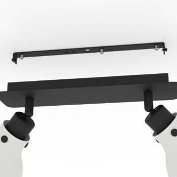 Stropné bodové svietidlo Matlock, dĺžka 52 cm, sivo-čierne, 2 svetlá.