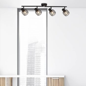 Stropné bodové svietidlo Meshy, čierne, kov, 4 svetlá, E14, 79 cm