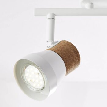 Stropné bodové svietidlo Moka, dĺžka 30 cm, biela/hnedá farba, 2-svetelný