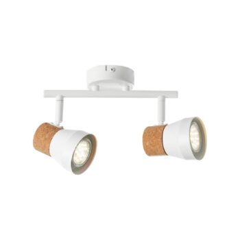 Stropné bodové svietidlo Moka, dĺžka 30 cm, biela/hnedá farba, 2-svetelný