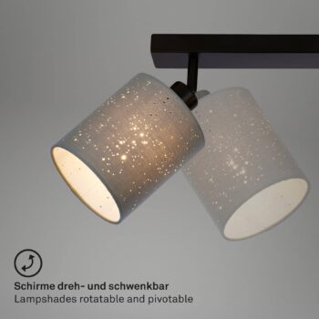 Stropné svetlo Stofa hviezdny dekór, sivá, 3-pl.