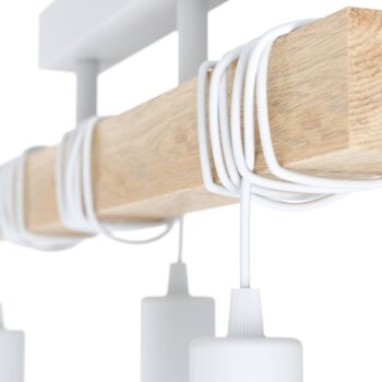 Stropné svetlo Townshend z dreva, 3-pl., biela