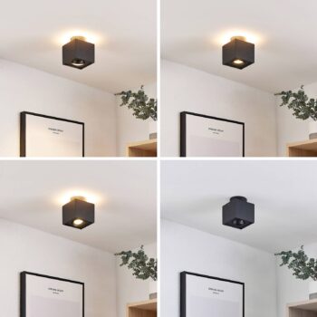 Stropné svietidlo Arcchio Walisa, 10 x 10 cm, čierne, GU10