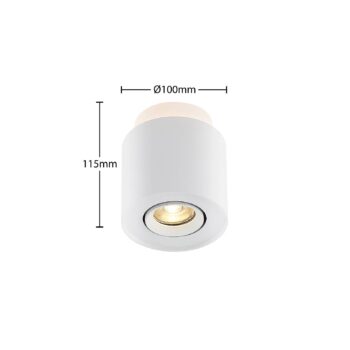 Stropné svietidlo Arcchio Walisa, Ø 10 cm, biele, kov, GU10