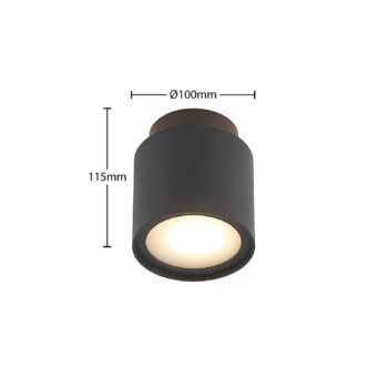 Stropné svietidlo Arcchio Walisa, Ø 10 cm, čierne, difúzor, GU10