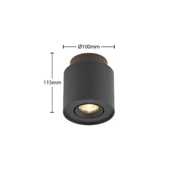 Stropné svietidlo Arcchio Walisa, Ø 10 cm, čierne, kov, GU10