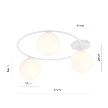 Stropné svietidlo Ascella, 3-plameňové, biele/opálové