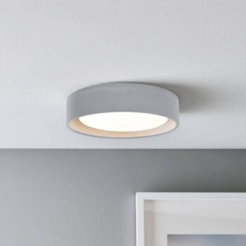 Stropné svietidlo Beacon Uno, sivé, betón, Ø 27 cm, GX53