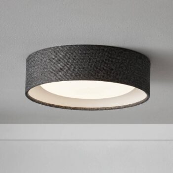 Stropné svietidlo Beacon Uno, tmavosivá farba, textil, Ø 25 cm, GX53