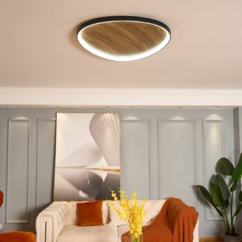 Stropné svietidlo Bezi LED, svetlé drevo, Ø 85 cm, drevo, CCT