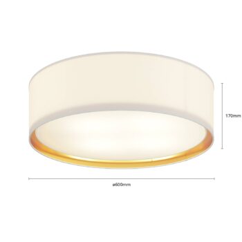 Stropné svietidlo Bilbao, biele/zlaté, Ø 60 cm