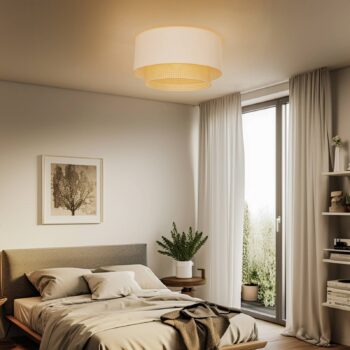 Stropné svietidlo Boho Ø 60 cm krémovo-biela/ratan