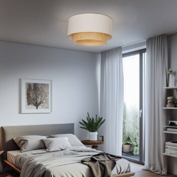 Stropné svietidlo Boho Ø 60 cm krémovo-biela/ratan