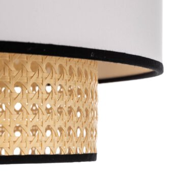 Stropné svietidlo Boho, ratan, textil béžová/biela