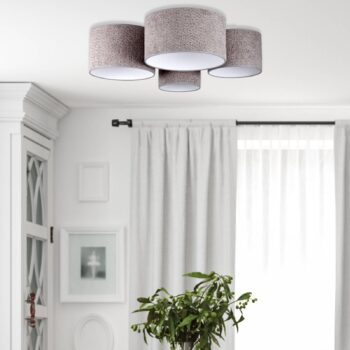 Stropné svietidlo Boucle so štyrmi tienidlami na lampu, sivé