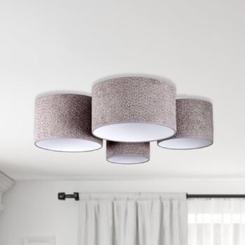 Stropné svietidlo Boucle so štyrmi tienidlami na lampu, sivé