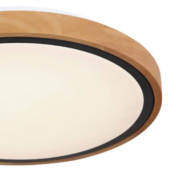 Stropné svietidlo Bruno LED s dreveným rámom CCT Ø 30 cm