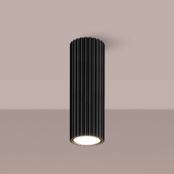 Stropné svietidlo Carbon, čierne, výška 20 cm, hliník