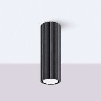 Stropné svietidlo Carbon, čierne, výška 20 cm, hliník