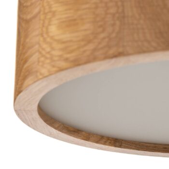 Stropné svietidlo Cleo DR275, IP20, senzor, Ø 28 cm, dubové drevo