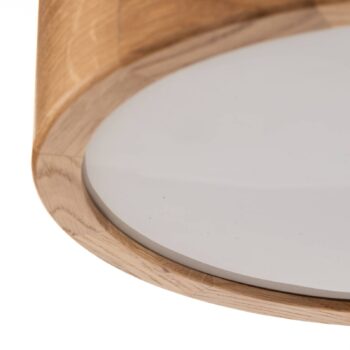 Stropné svietidlo Cleo DR275, IP54, Ø 27,5 cm, dubové drevo, E27