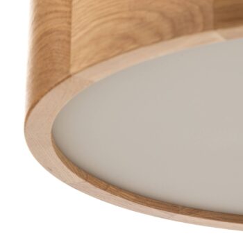 Stropné svietidlo Cleo DR375, IP20, senzor, Ø 38 cm, dubové drevo