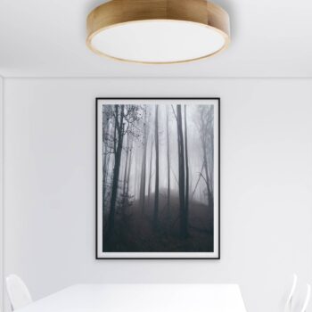 Stropné svietidlo Cleo DR475, IP20, senzor, Ø 48 cm, dubové drevo