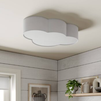 Stropné svietidlo Cloud, biele, textilné, dĺžka 62 cm, E27, 4 svetlá.