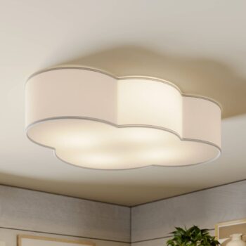 Stropné svietidlo Cloud, biele, textilné, dĺžka 62 cm, E27, 4 svetlá.
