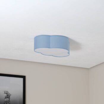 Stropné svietidlo Cloud, modré, dĺžka 43 cm, textil, oblak, E27