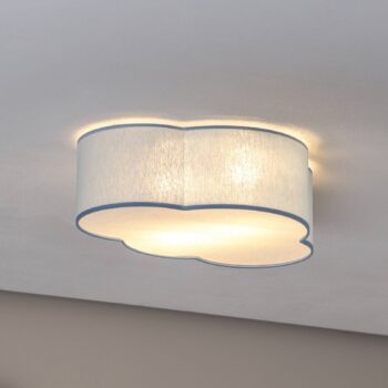 Stropné svietidlo Cloud, modré, dĺžka 43 cm, textil, oblak, E27