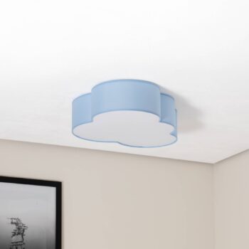 Stropné svietidlo Cloud, modré, dĺžka 63 cm, textil, oblak, E27