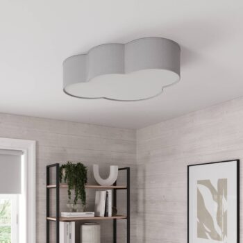 Stropné svietidlo Cloud z textilu, dĺžka 62 cm, sivá