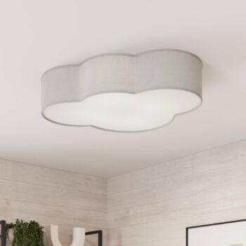 Stropné svietidlo Cloud z textilu, dĺžka 62 cm, sivá