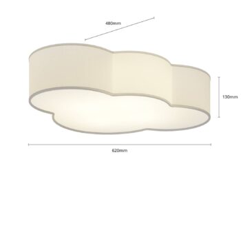 Stropné svietidlo Cloud z textilu, dĺžka 62 cm, sivá