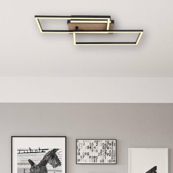 Stropné svietidlo Colli LED, šírka 49 cm, tmavé drevo, drevo