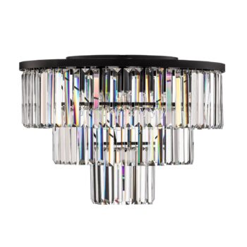 Stropné svietidlo Cristal, transparentné/čierne, Ø 56 cm